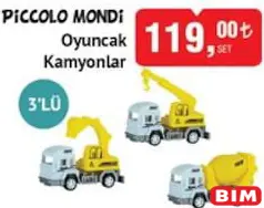 PİCCOLO MONDİ OYUNCAK KAMYONLAR 3'LÜ